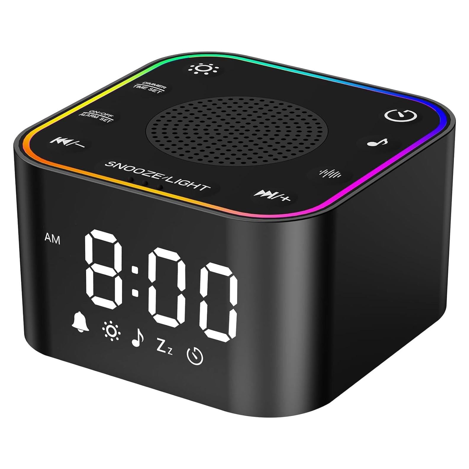 Máquina de Sonido con Reloj Despertador - 30 Sonidos - Negro