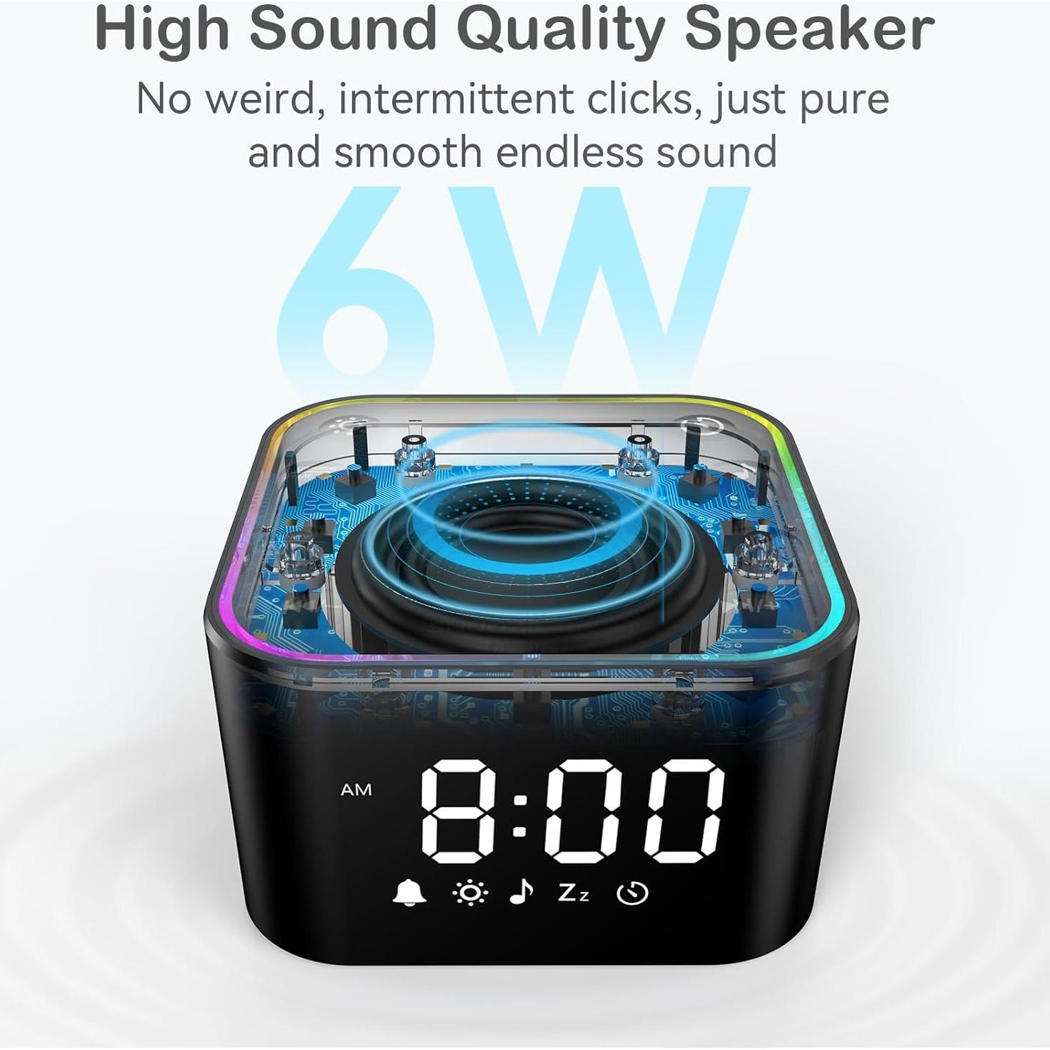 Máquina de Sonido con Reloj Despertador - 30 Sonidos - Negro