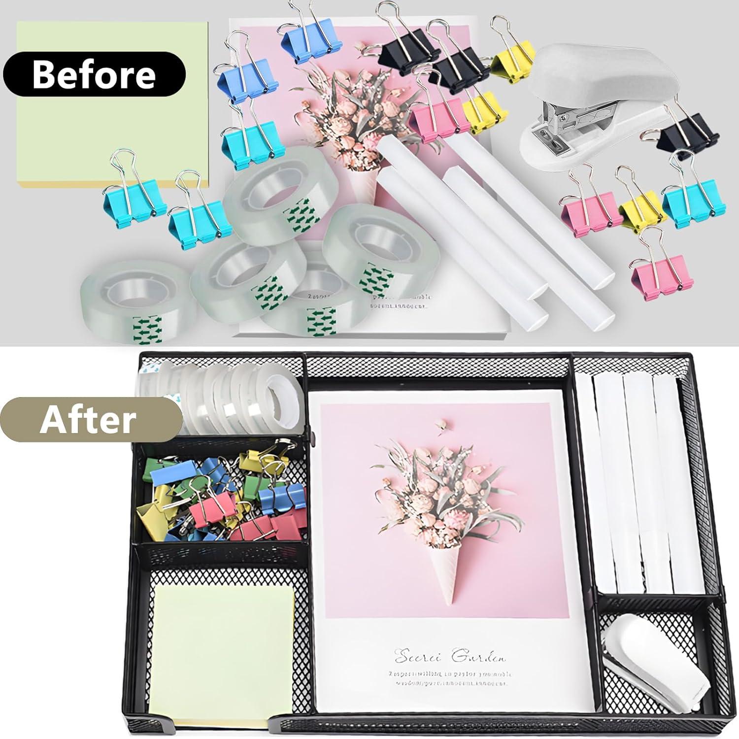 Conjunto de Suministros de Oficina Daphilly Negro - Organizador, Grapadora, Tijeras y Más