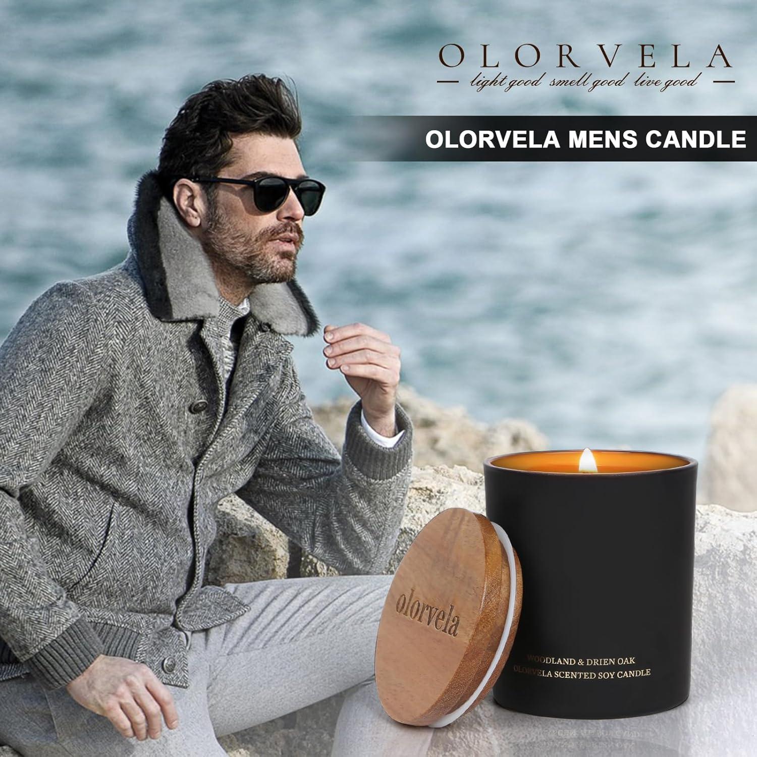 Vela Aromática para Hombres Olorvela 8oz Cera de Soya 50h