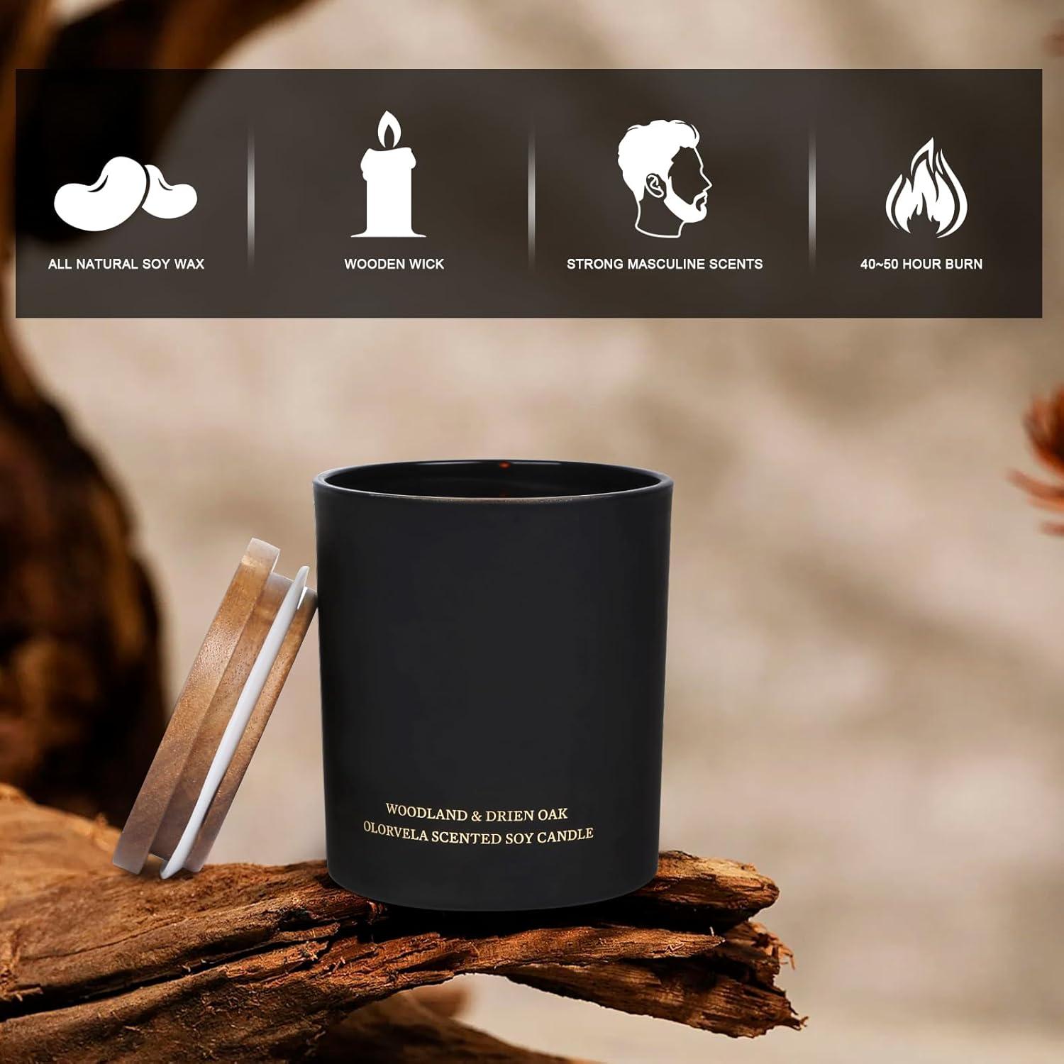 Vela Aromática para Hombres Olorvela 8oz Cera de Soya 50h