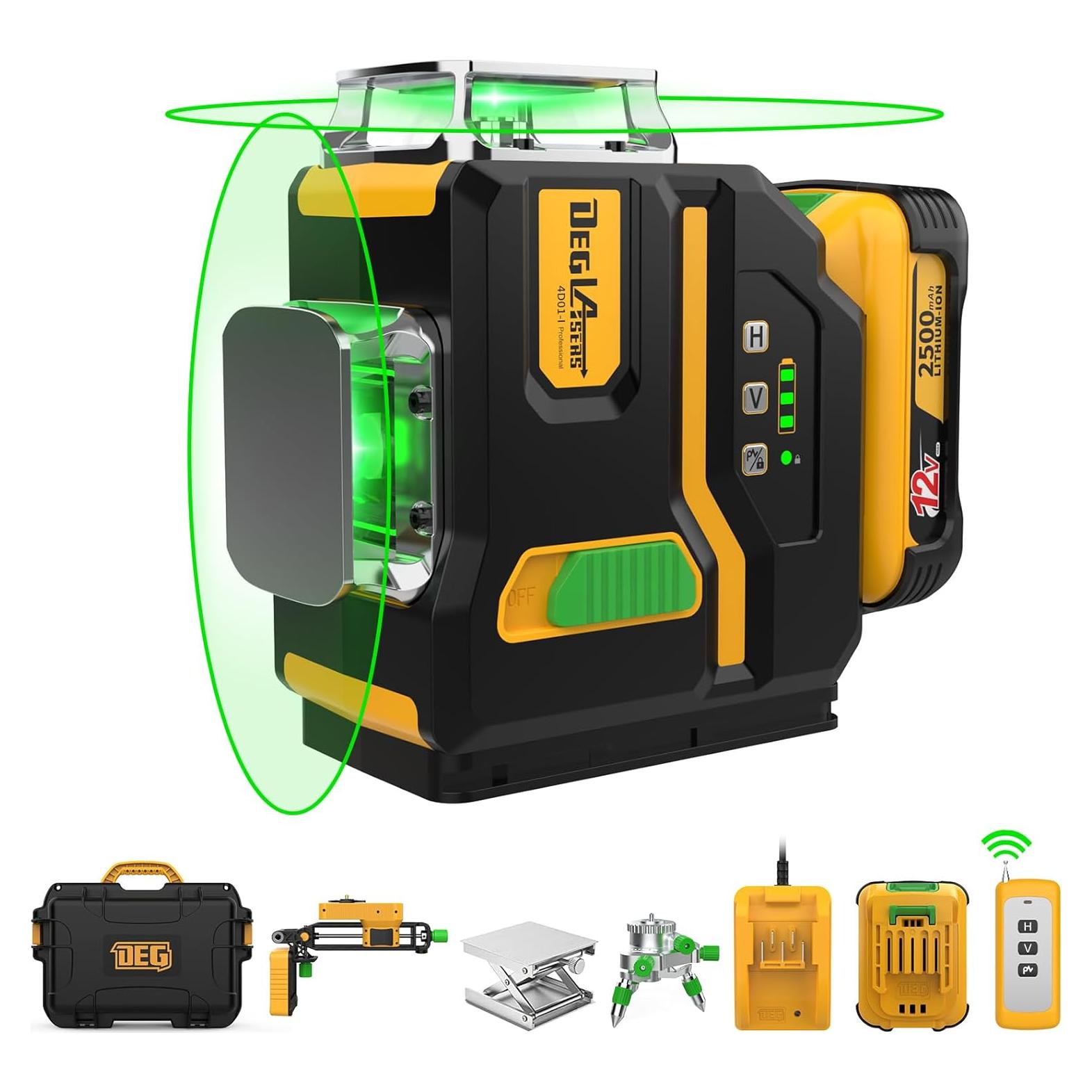 Nivel Láser 360° Autonivelante DegLasers Verde 3x360 con Batería