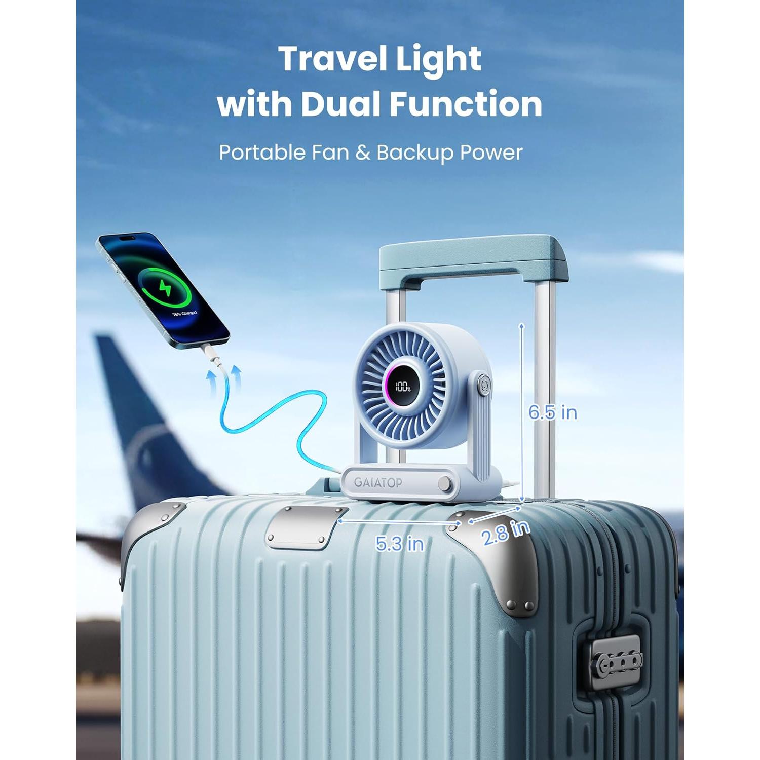 Ventilador de Escritorio Gaiatop Portátil 6000mAh Silencioso