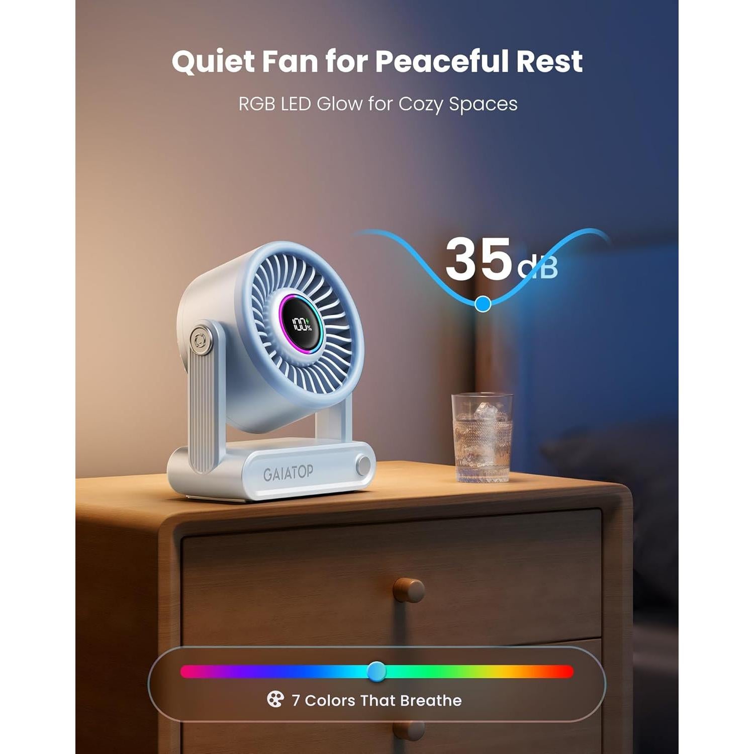 Ventilador de Escritorio Gaiatop Portátil 6000mAh Silencioso