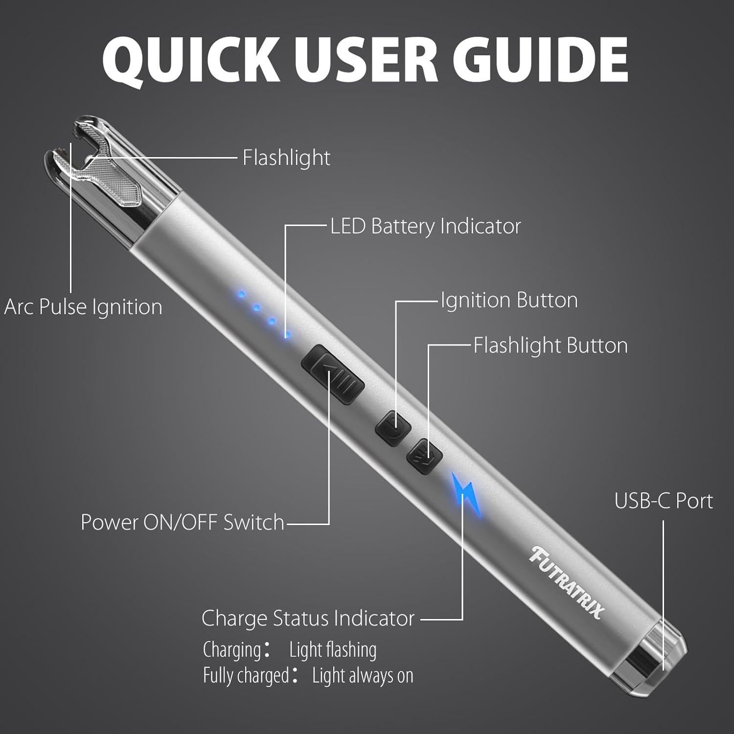 Encendedor Electrónico Futratrix Recargable USB a Prueba de Viento