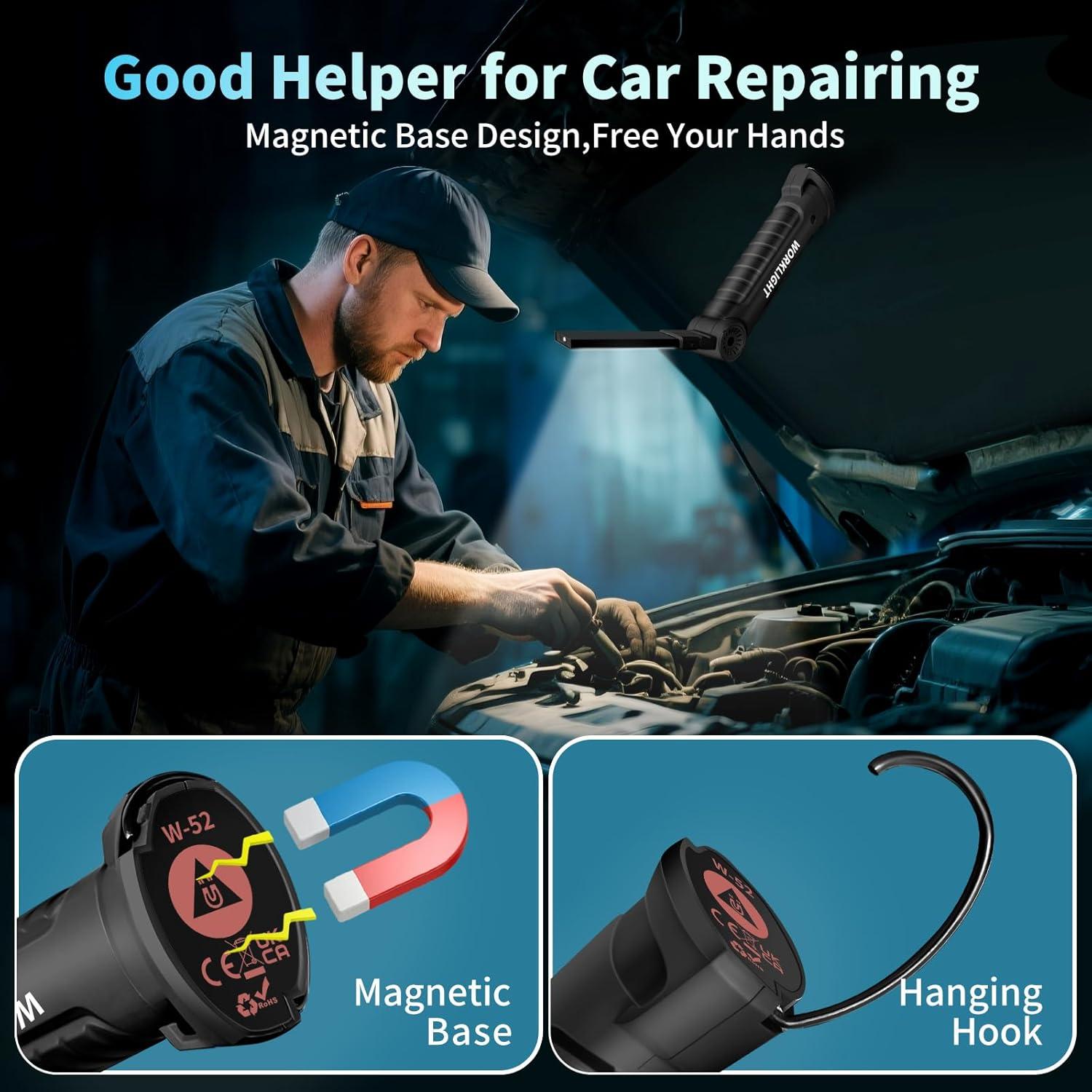 Luz de Trabajo LED Recargable Suranew 360° Magnética Negra