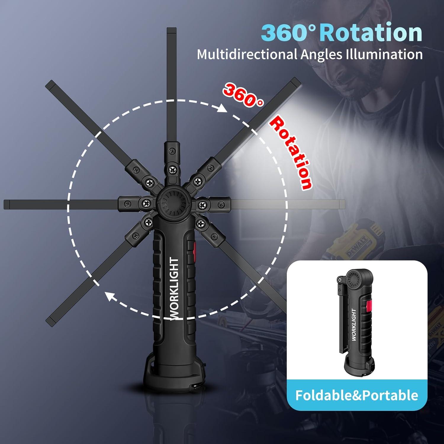 Luz de Trabajo LED Recargable Suranew 360° Magnética Negra