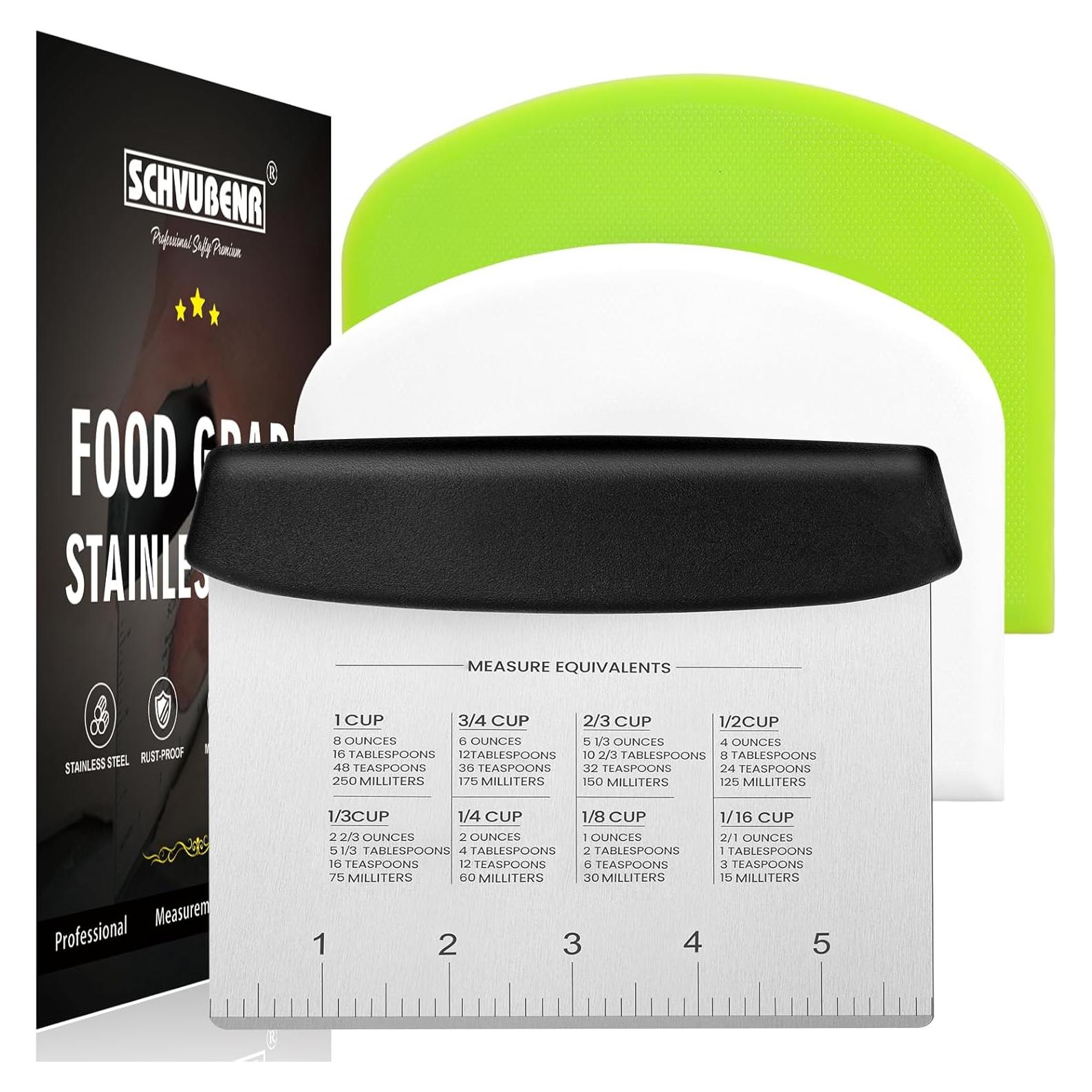 Juego de Raspadores de Masa SCHVUBENR - 3 Piezas de Acero Inoxidable