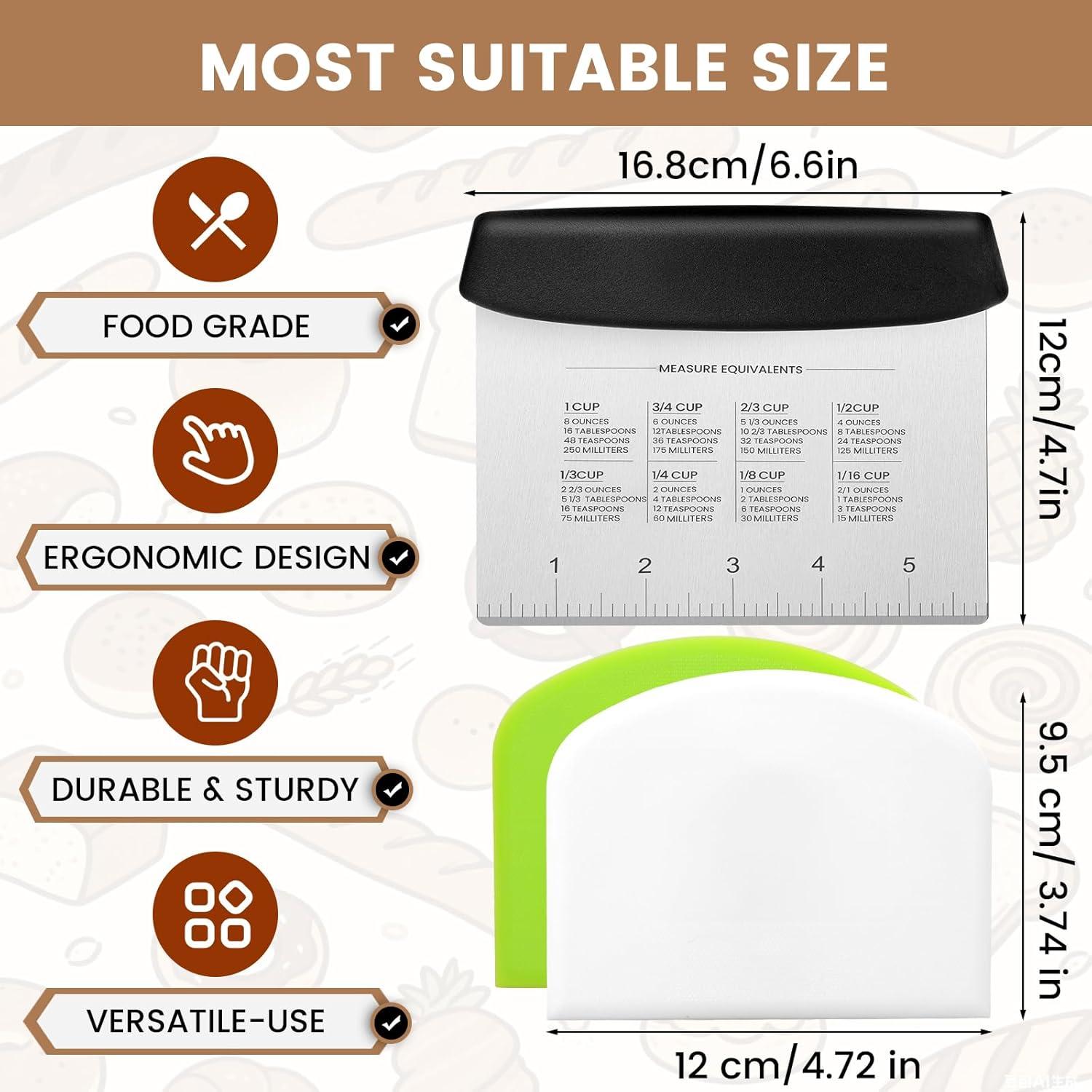 Juego de Raspadores de Masa SCHVUBENR - 3 Piezas de Acero Inoxidable