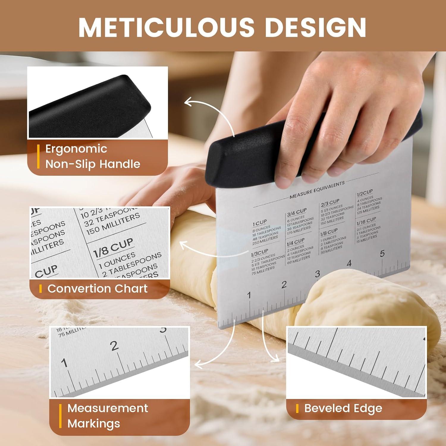 Juego de Raspadores de Masa SCHVUBENR - 3 Piezas de Acero Inoxidable