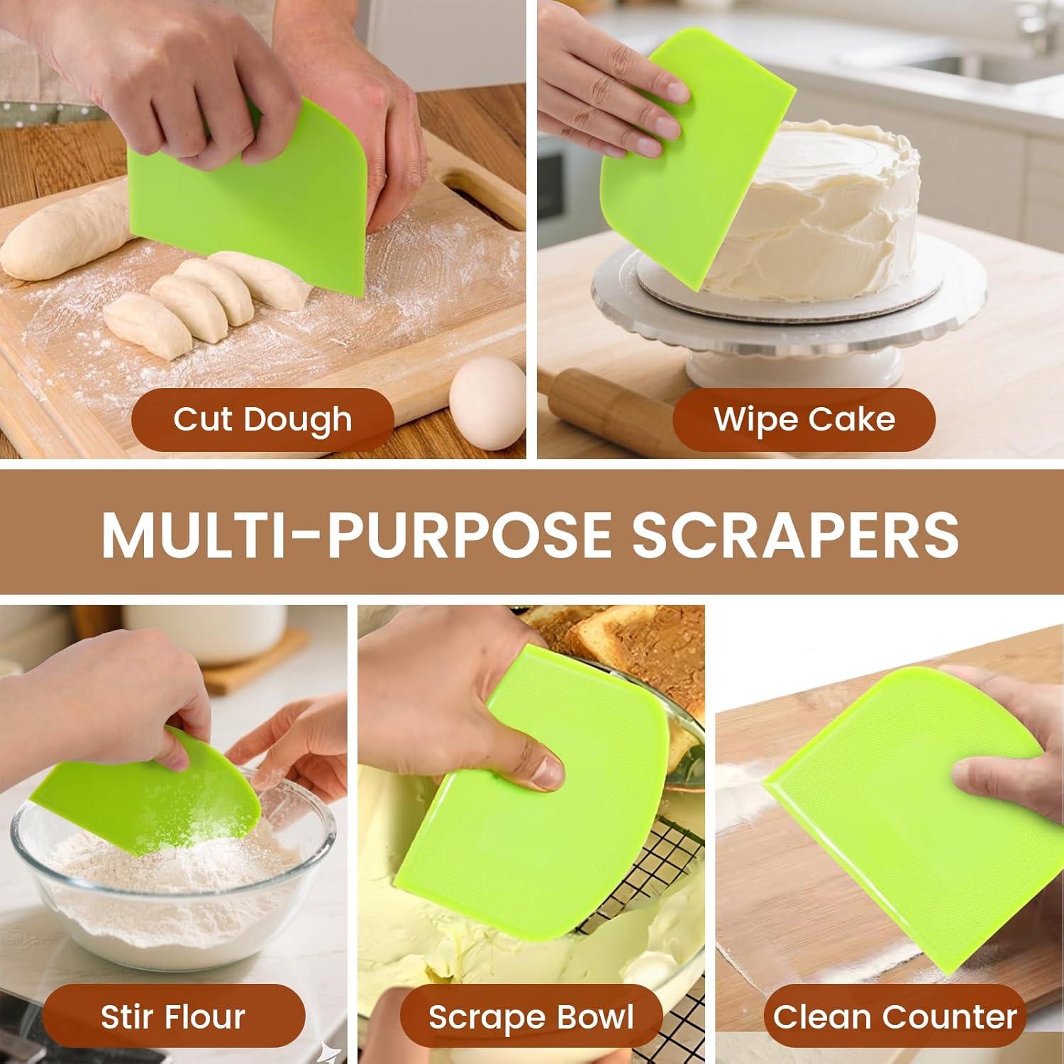 Juego de Raspadores de Masa SCHVUBENR - 3 Piezas de Acero Inoxidable