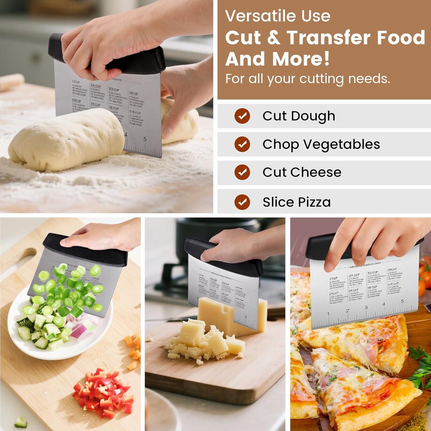 Juego de Raspadores de Masa SCHVUBENR - 3 Piezas de Acero Inoxidable