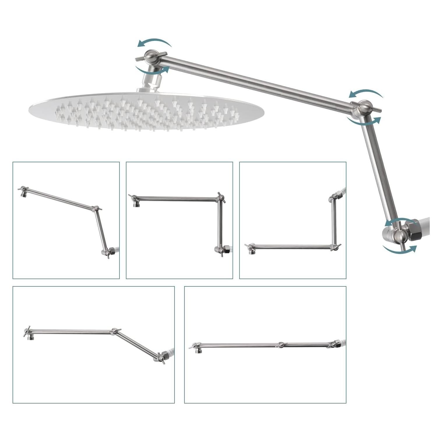 Brazo Extensor de Ducha Ajustable iFealClear 40.64 cm Níquel