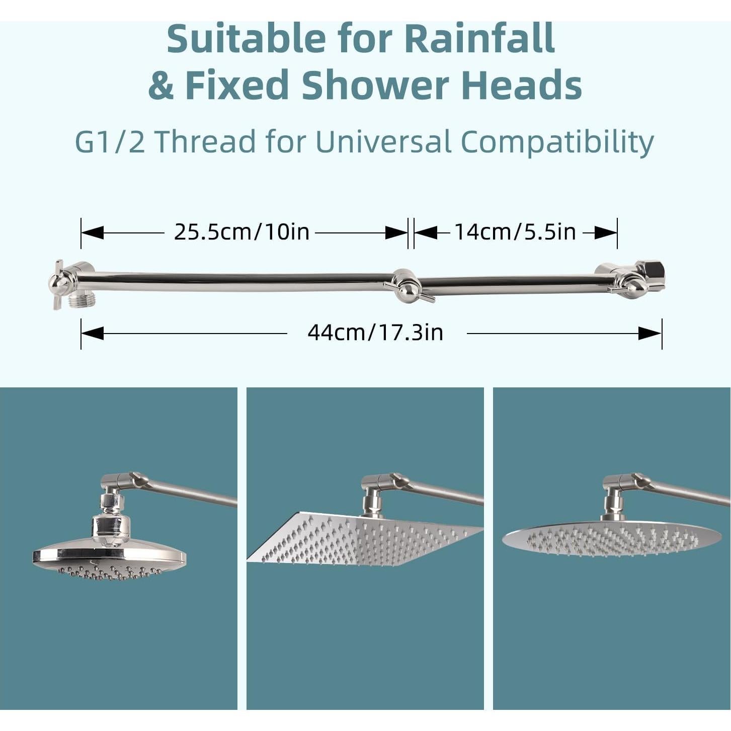 Brazo Extensor de Ducha Ajustable iFealClear 40.64 cm Níquel