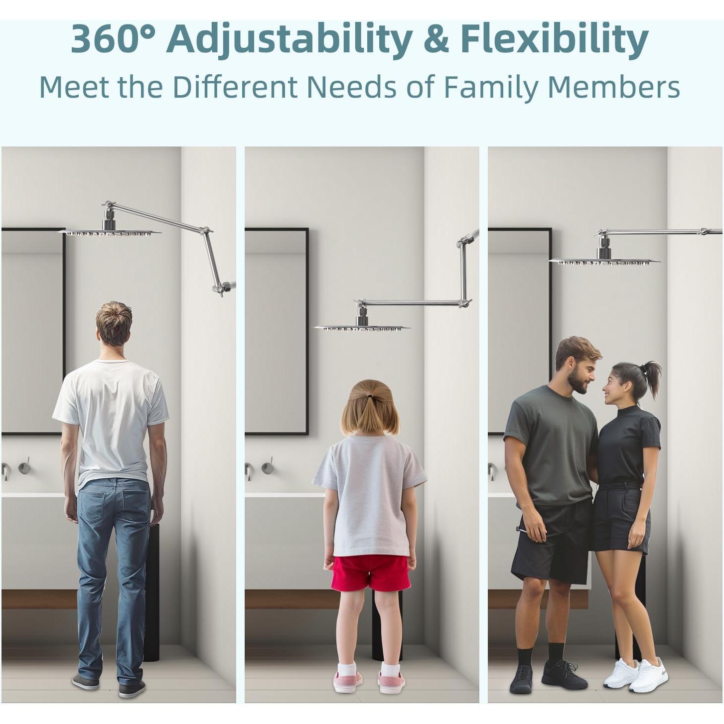 Brazo Extensor de Ducha Ajustable iFealClear 40.64 cm Níquel