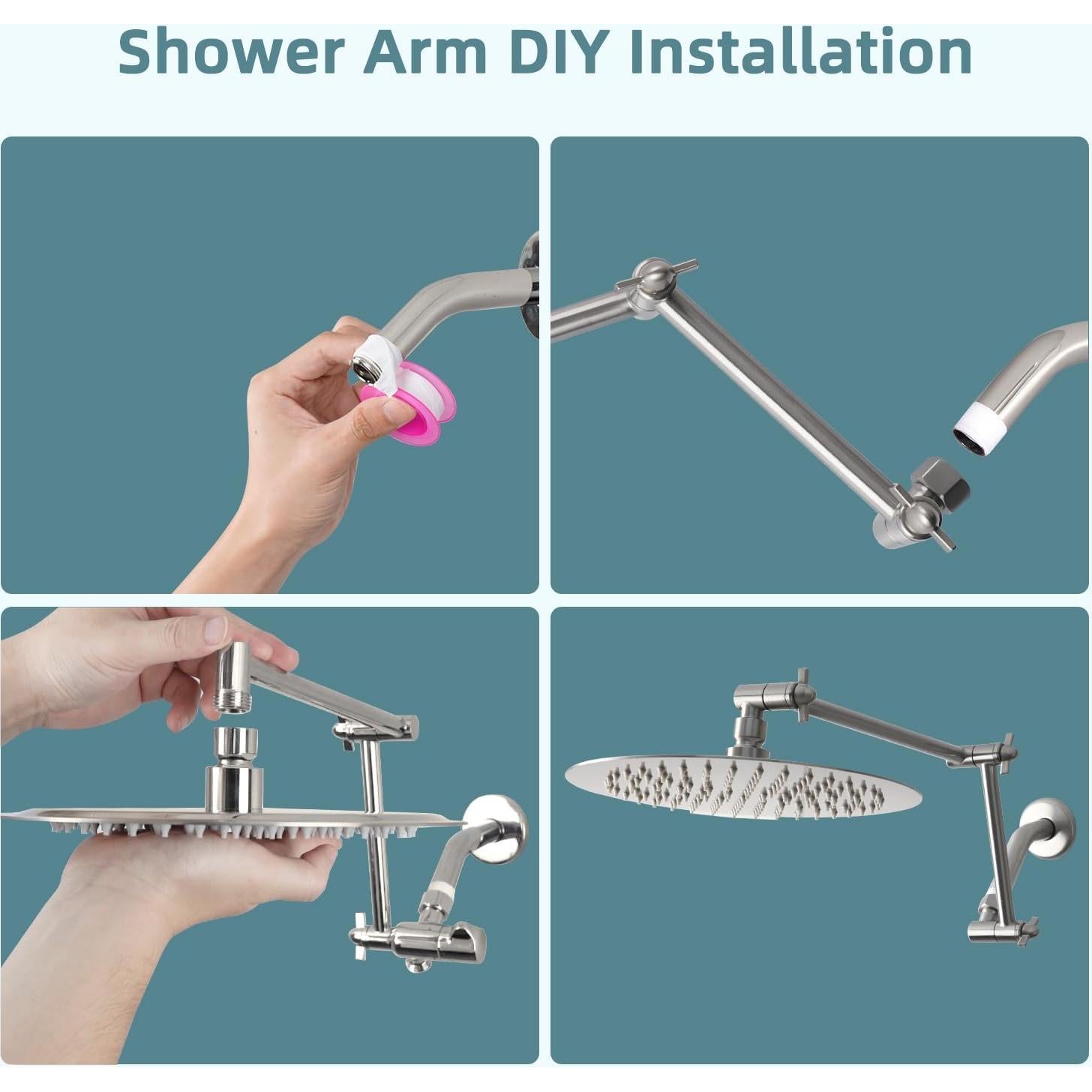 Brazo Extensor de Ducha Ajustable iFealClear 40.64 cm Níquel