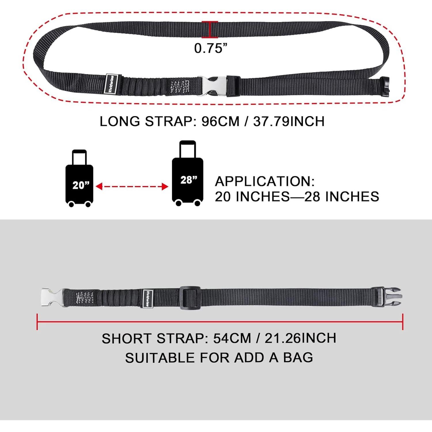 Correas de Equipaje Estirables Vividwise 53.3-93.9 cm Negro
