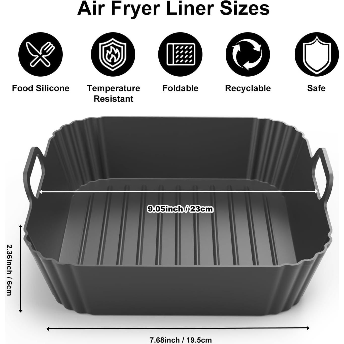 Forros de Silicona Cuadrados PINTAUR 23cm para Freidora de Aire