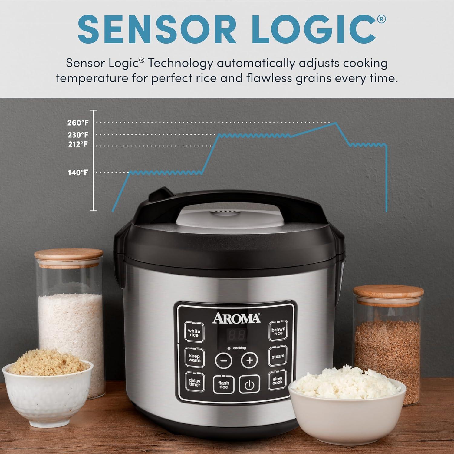 Olla Arrocera Digital Aroma 20 Tazas Acero Inoxidable ARC-150SB