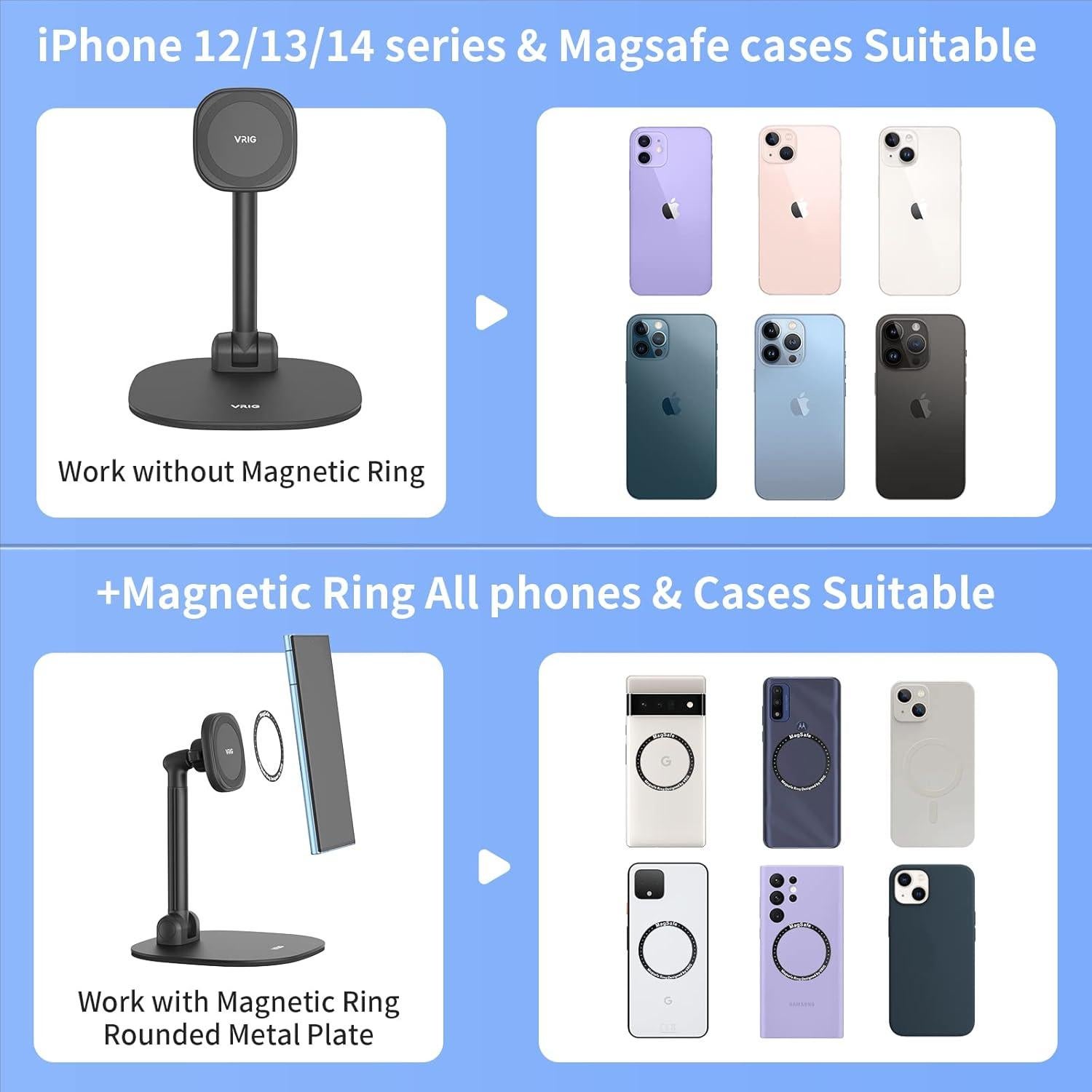 Soporte Magnético para Teléfono VRIG Ajustable 360° para iPhone/Android