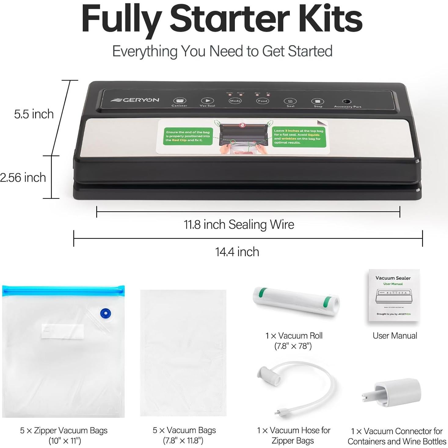 Máquina Selladora al Vacío GERYON E2900 - Automática, Compacta, Plata