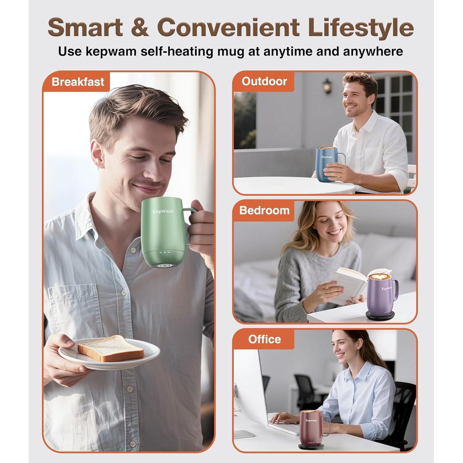 Heated Coffee Mug T2-Plus, 20oz Leading Large Capacity Self Heating Coffee Mug, Up to 8 Hrs Battery & Hot Up to 149℉, Smart Coffee Mug for Women, Men