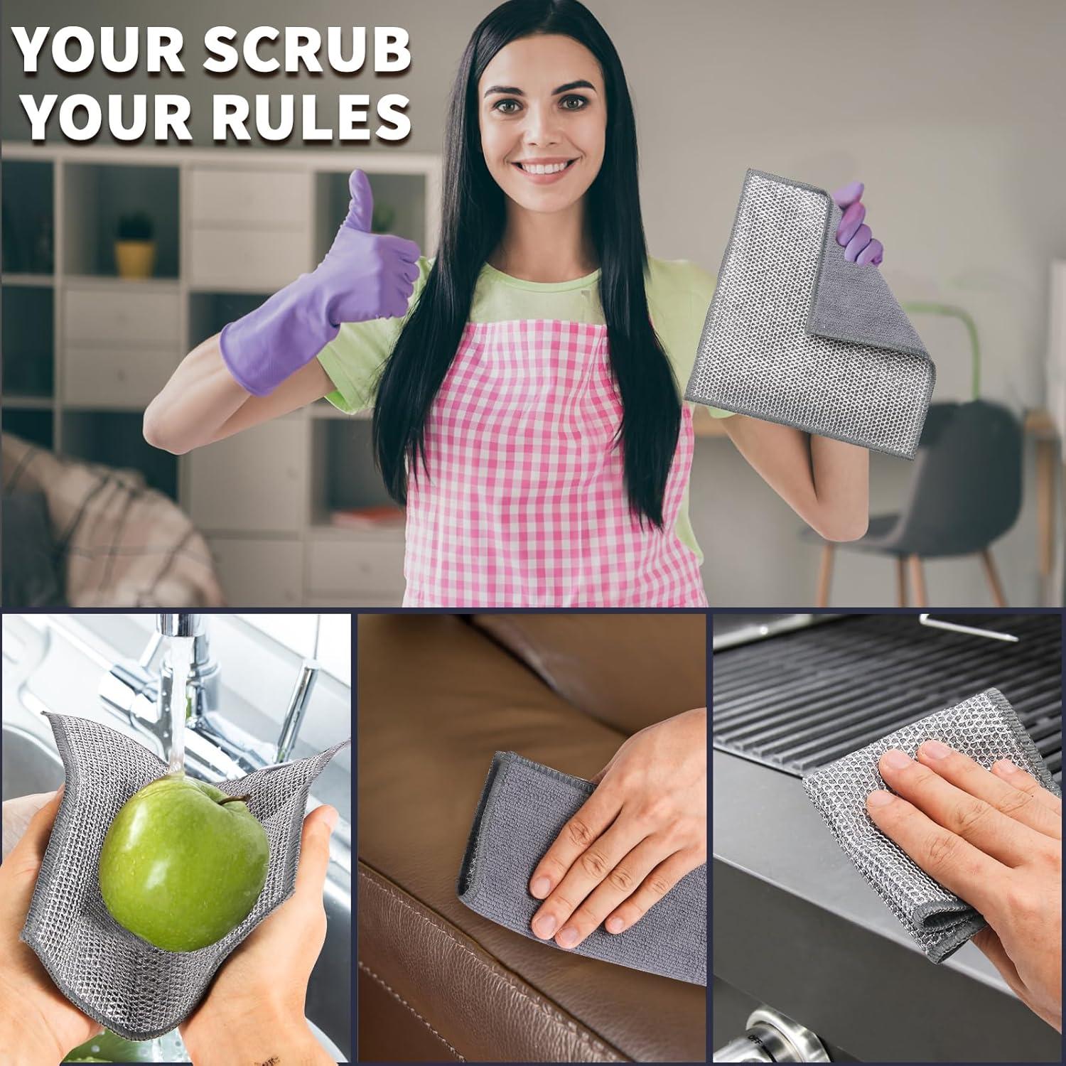 Estropajo de Acero Inoxidable PIPUHA 2 en 1 + Paño Microfibra