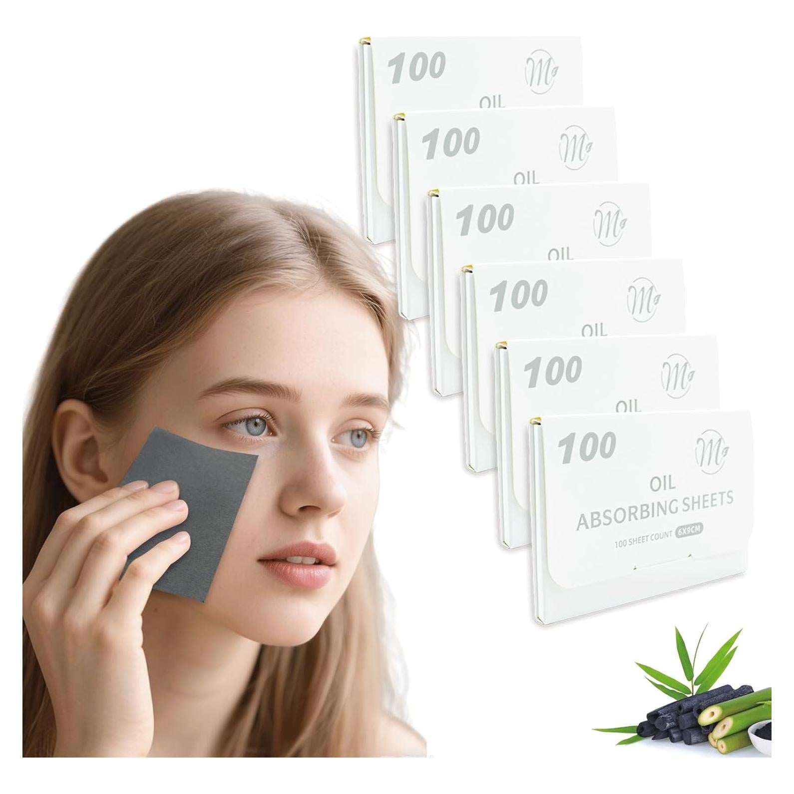 Hojas Absorbentes de Aceite Facial de Carbón de Bambú 600 Unidades