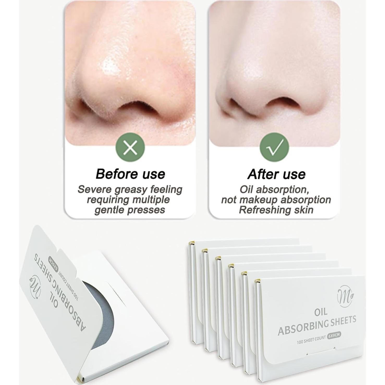 Hojas Absorbentes de Aceite Facial de Carbón de Bambú 600 Unidades