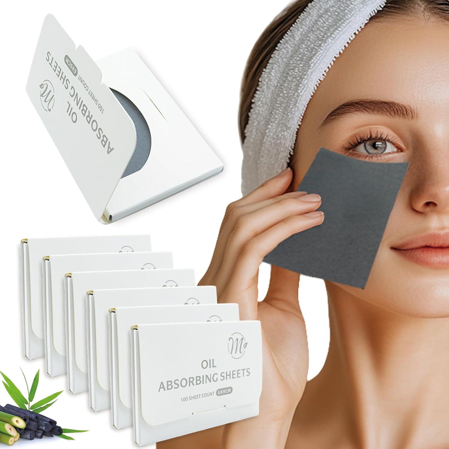 Hojas Absorbentes de Aceite Facial de Carbón de Bambú 600 Unidades