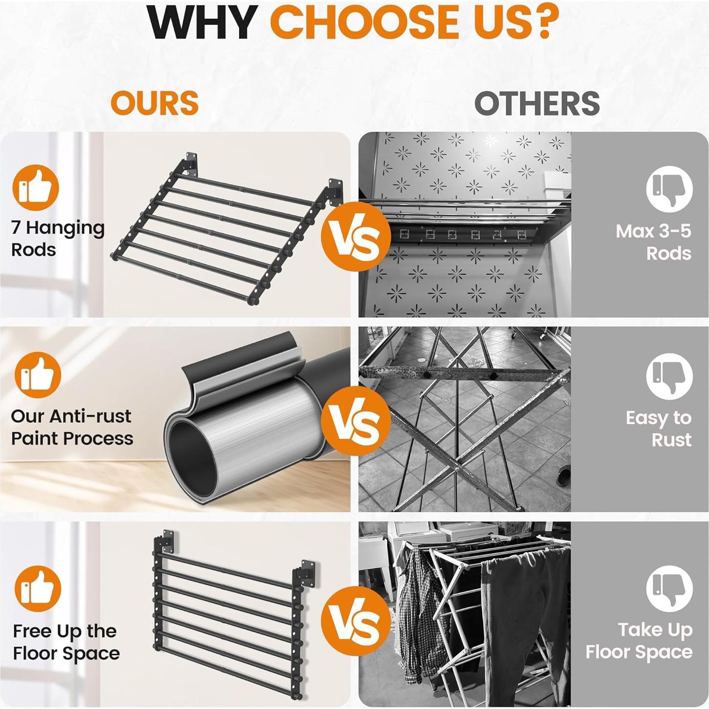 Estante Plegable para Secar Ropa Scisum 76 cm Montaje en Pared