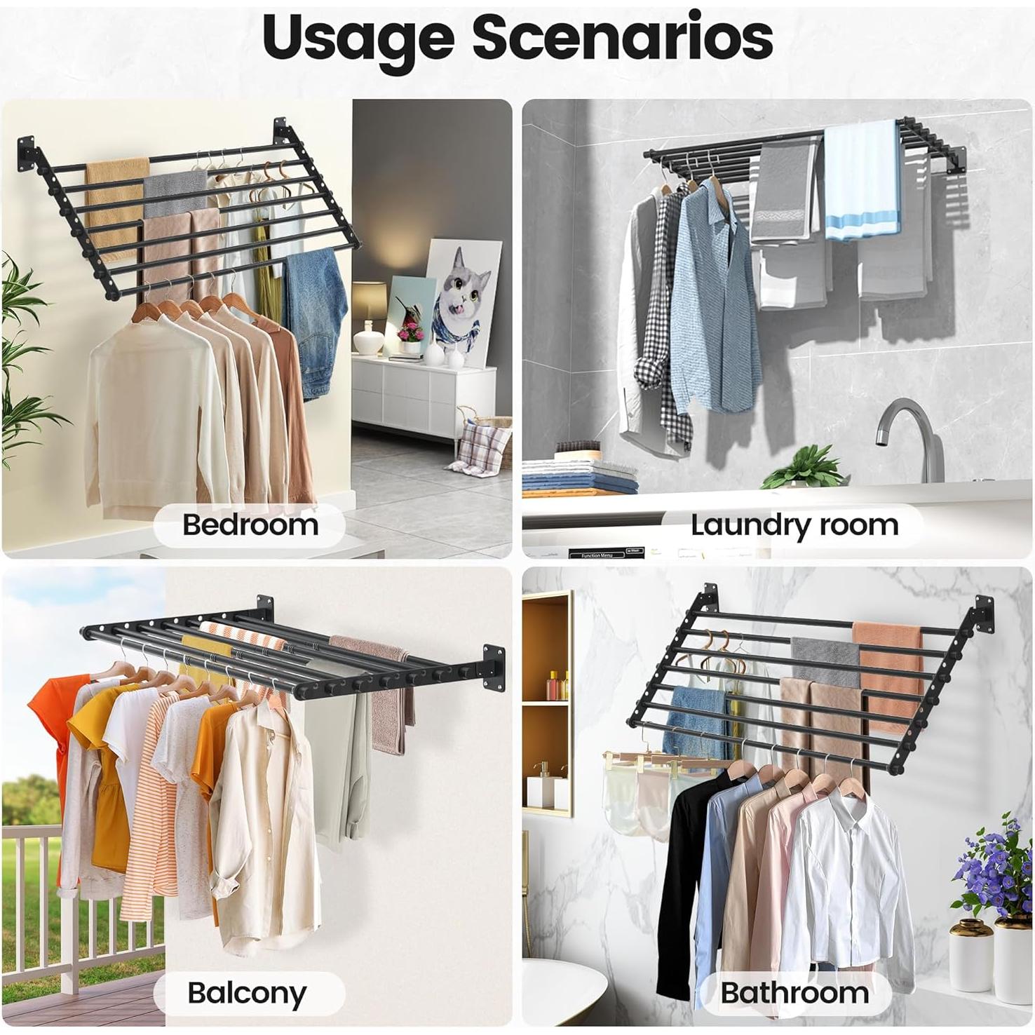 Estante Plegable para Secar Ropa Scisum 76 cm Montaje en Pared