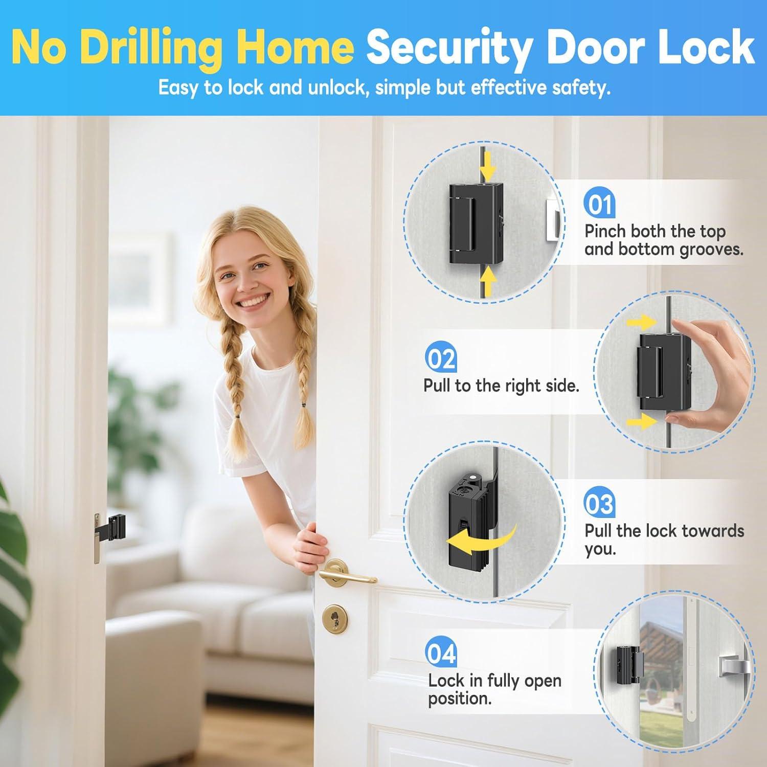 Cerradura de refuerzo portátil Mixizigoz - Seguridad sin perforación