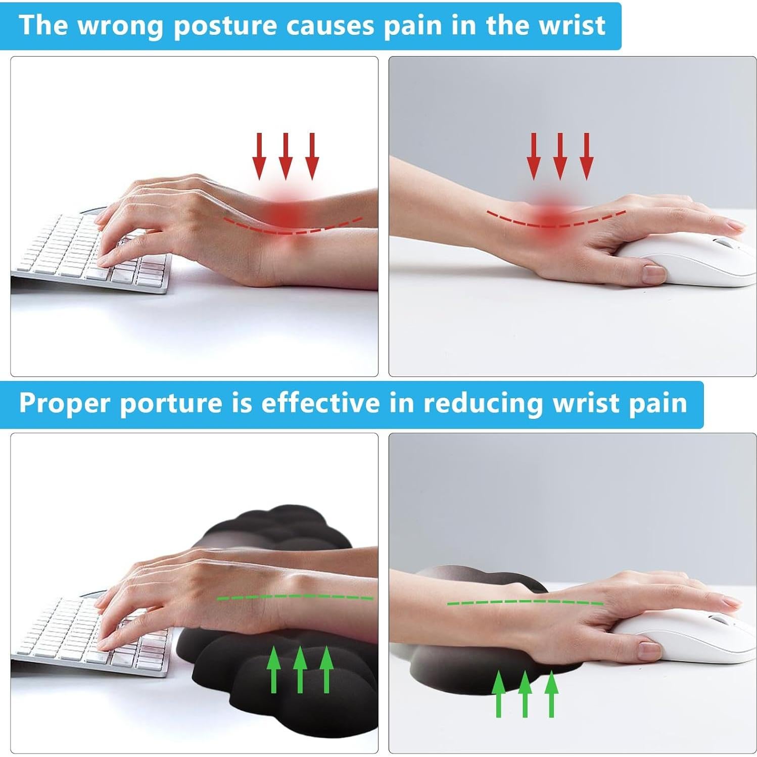 Reposamuñecas Ergonómico Nube XHKDSYMC - 2 Piezas Negro