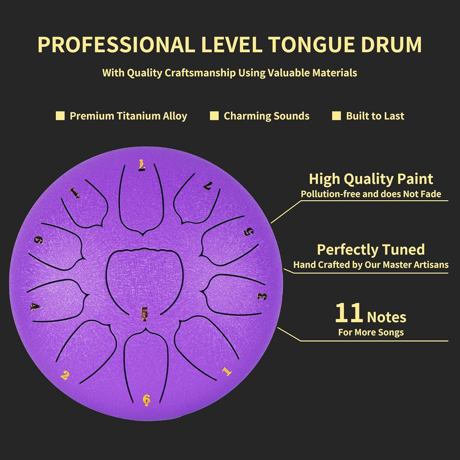 Tambor de Lengua de Acero 10" 11 Notas Heyfriday Lavanda