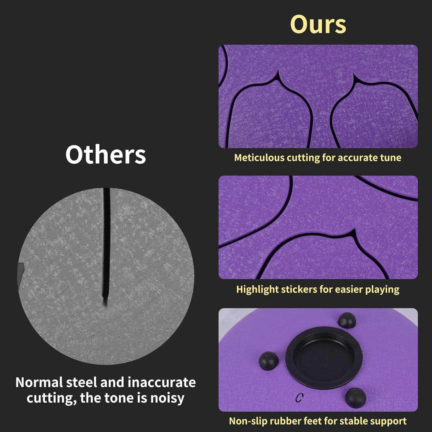 Tambor de Lengua de Acero 10" 11 Notas Heyfriday Lavanda