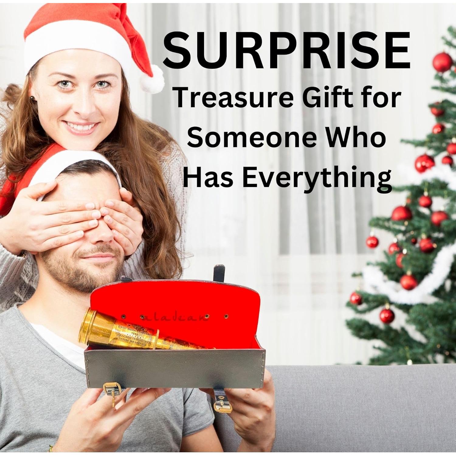 Telescopio de Bronce Vintage Aladean 43.18 cm con Caja de Cuero