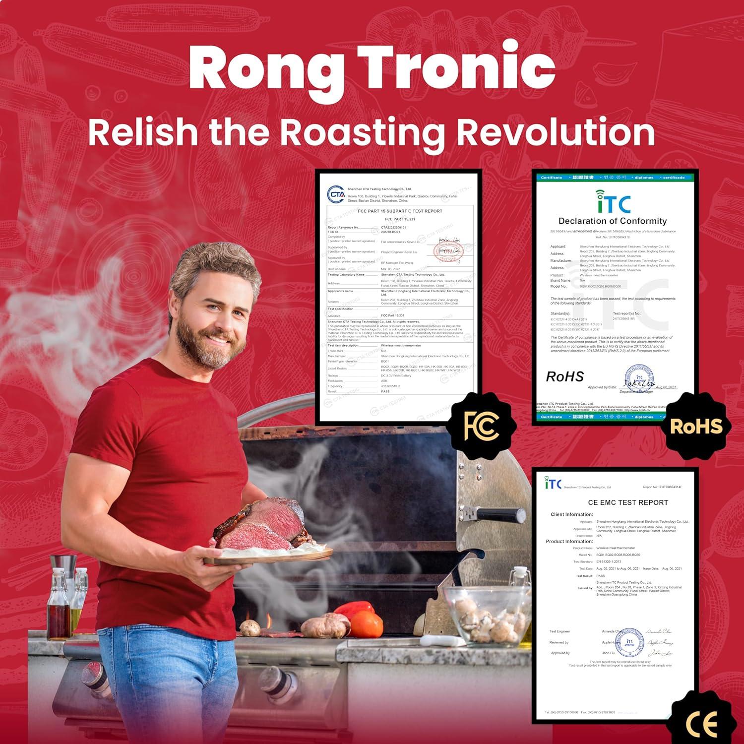 Termómetro de Carne Inalámbrico Bluetooth Rong Tronic 800ft