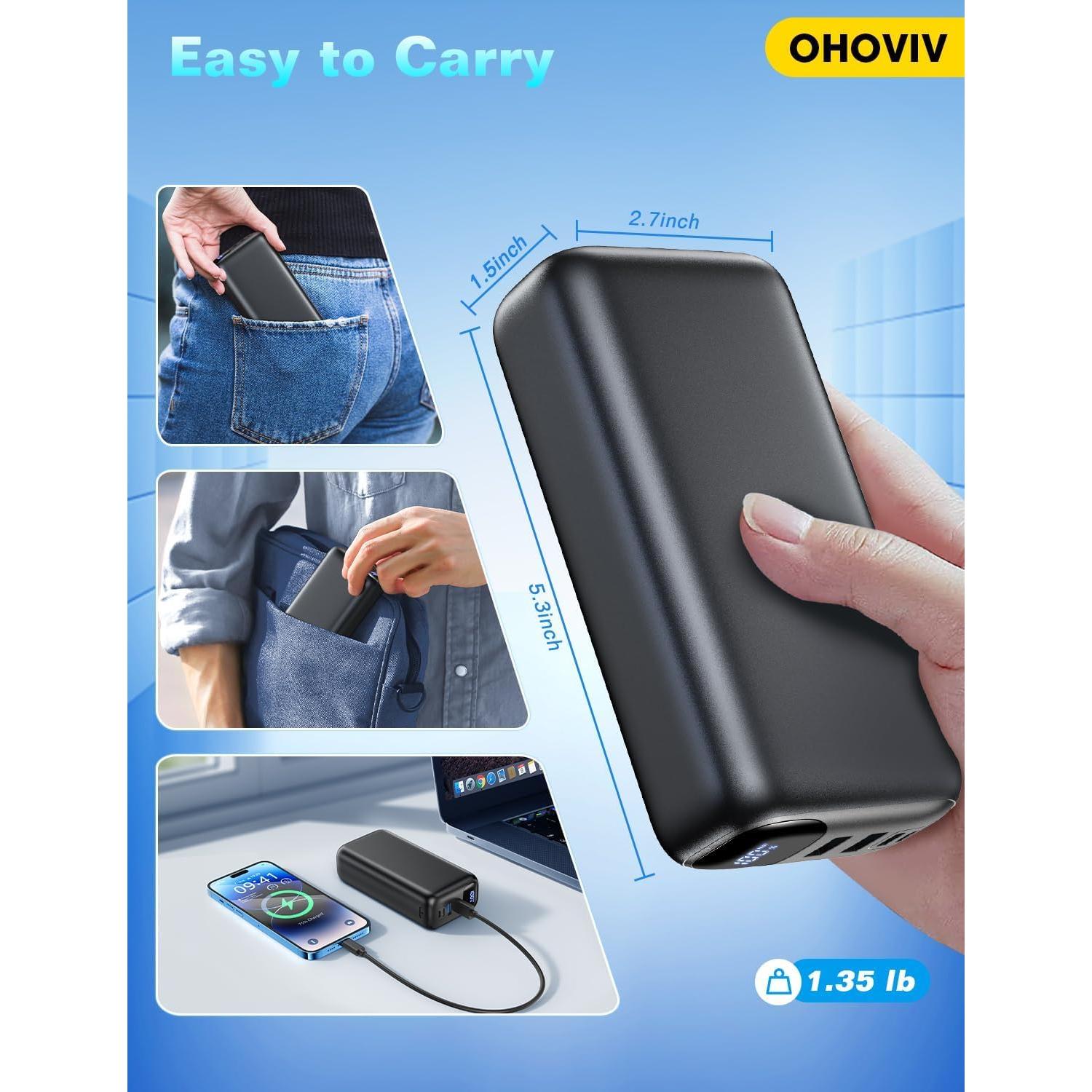 Cargador Portátil 50000mAh OHOVIV Carga Rápida 22.5W USB-C