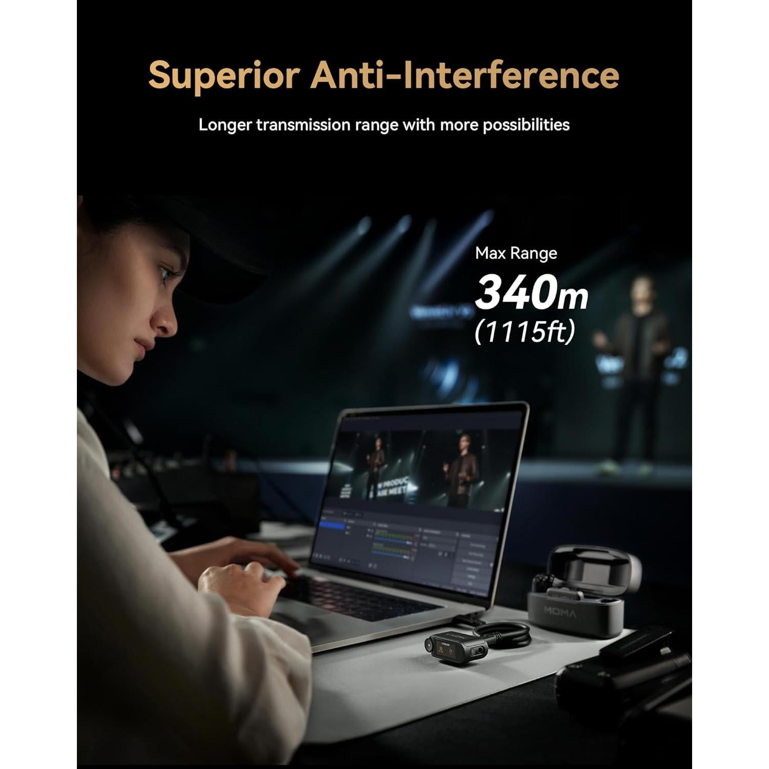 Micrófono Inalámbrico Hollyland Lark MAX 2, 340m, 36H Batería