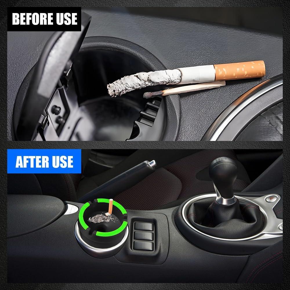 Cenicero para coche Lyxheth fluorescente negro 11cm