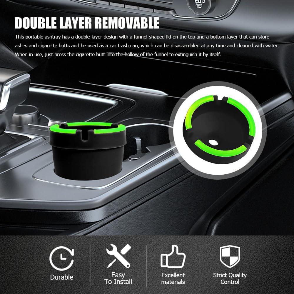 Cenicero para coche Lyxheth fluorescente negro 11cm