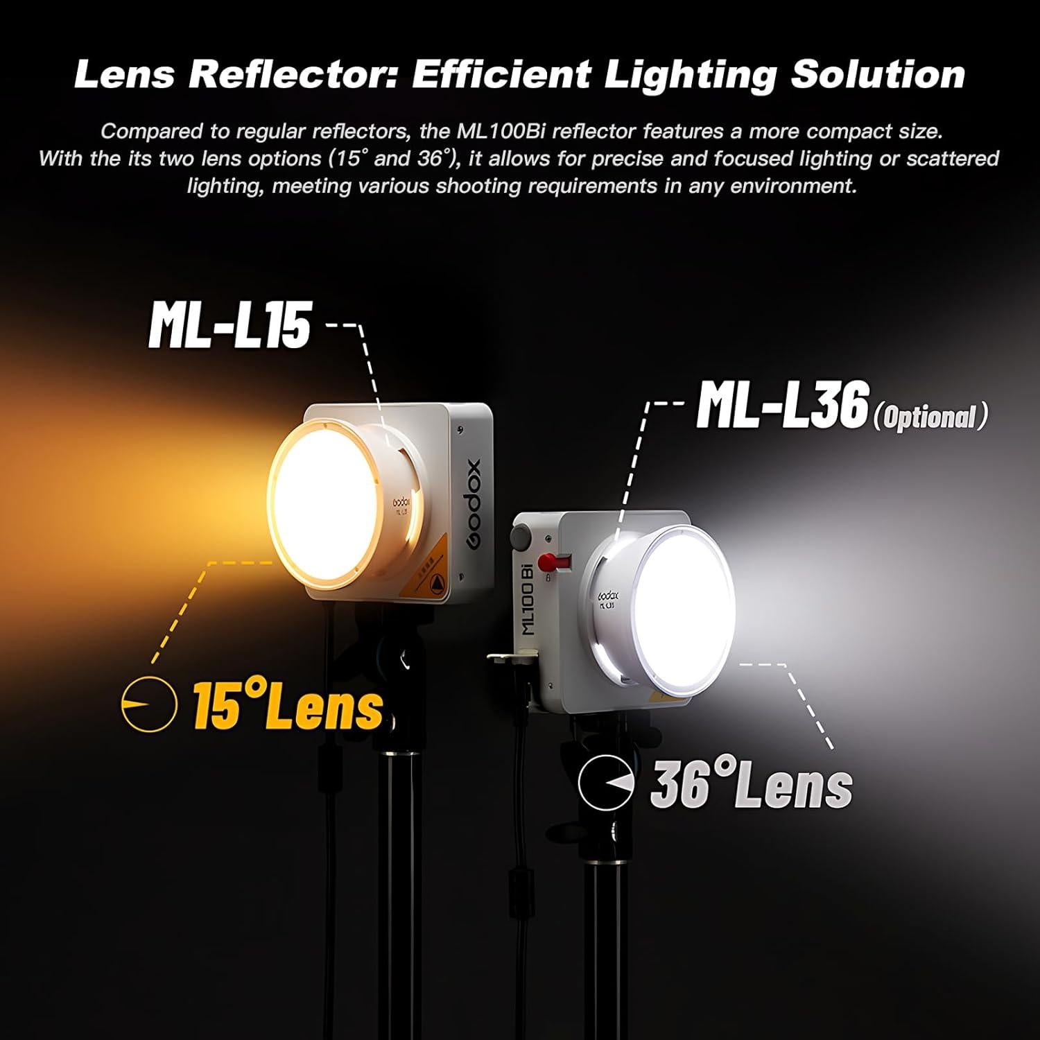 Godox ML100Bi 120W Luz LED Bi-Color 2800K-6500K para Video