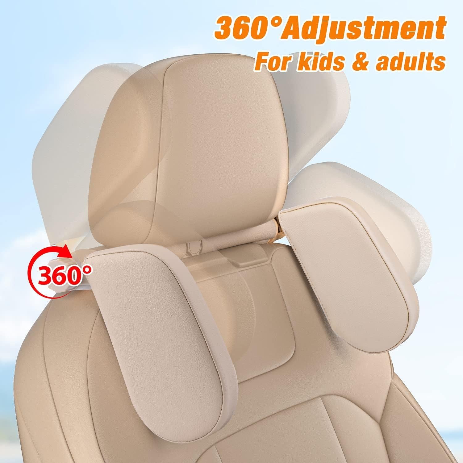 Cojín de Cabeza Ajustable Heapany para Asiento de Coche Beige