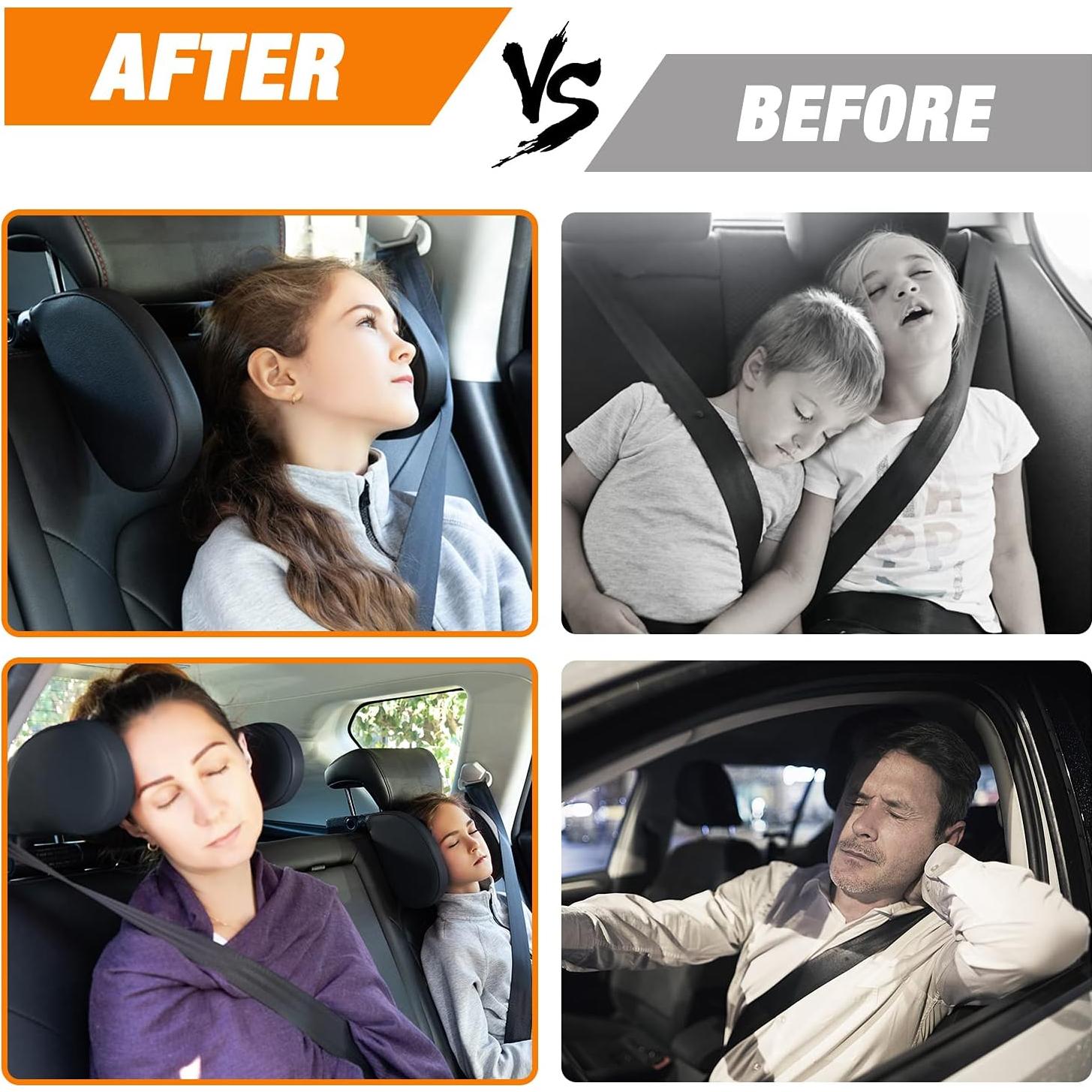 Cojín de Cabeza Ajustable Heapany para Asiento de Coche Beige