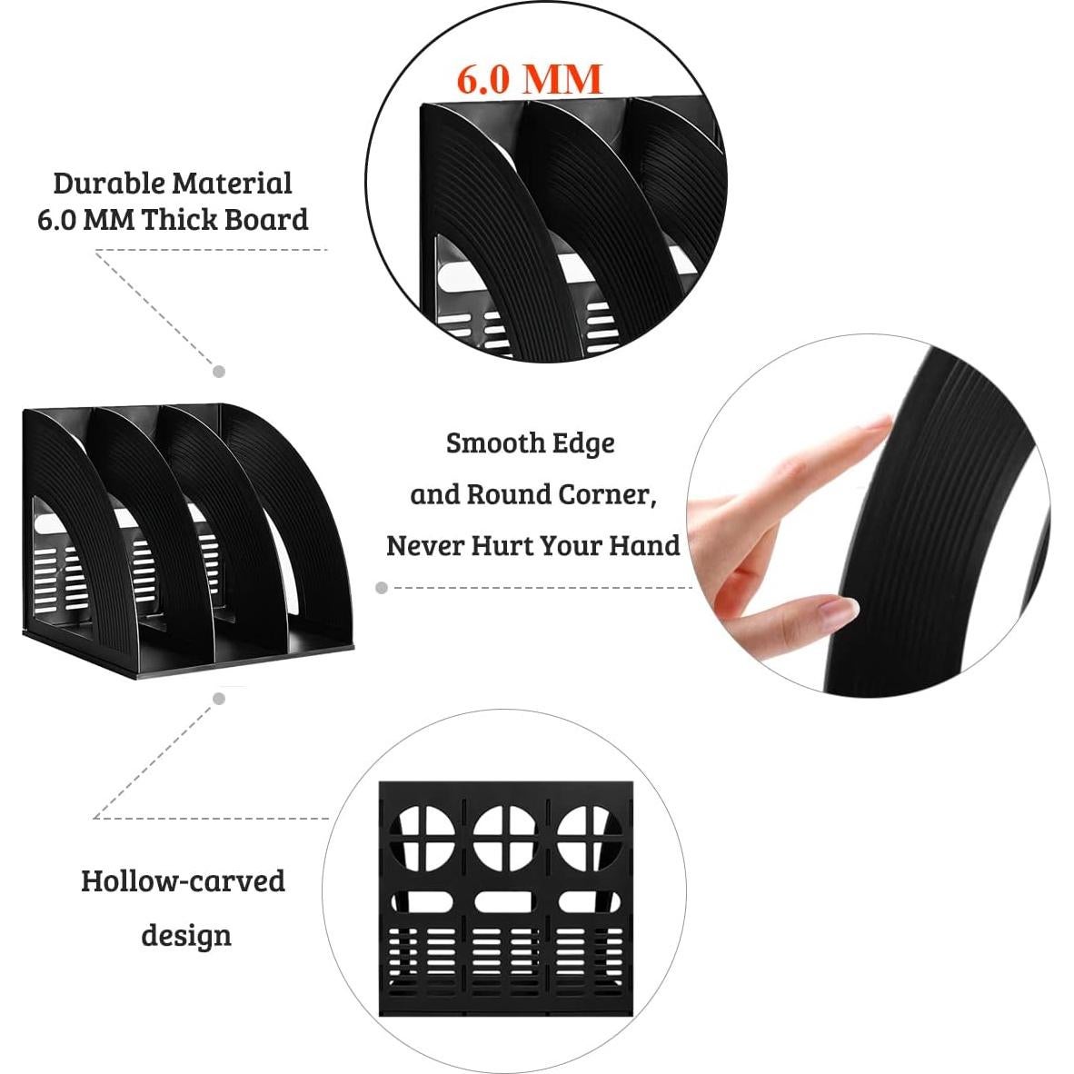 Soporte de Revistas Marte Vanci 3 Secciones Negro