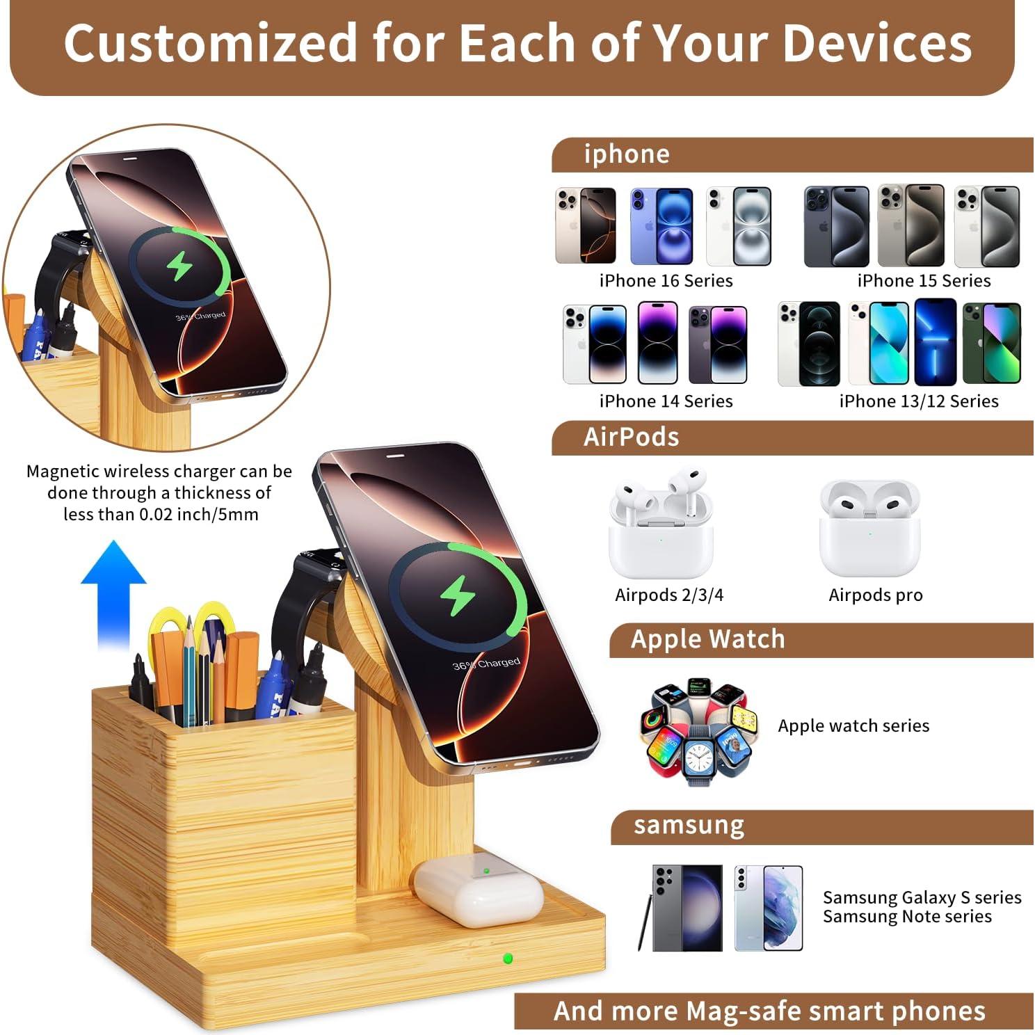 Cargador Inalámbrico 4 en 1 OTHO-CW01 para iPhone y iWatch