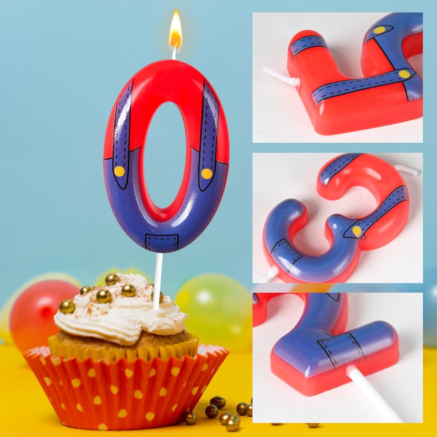 Velas de Cumpleaños Rojas y Azules WQINX para Niños 13.2cm