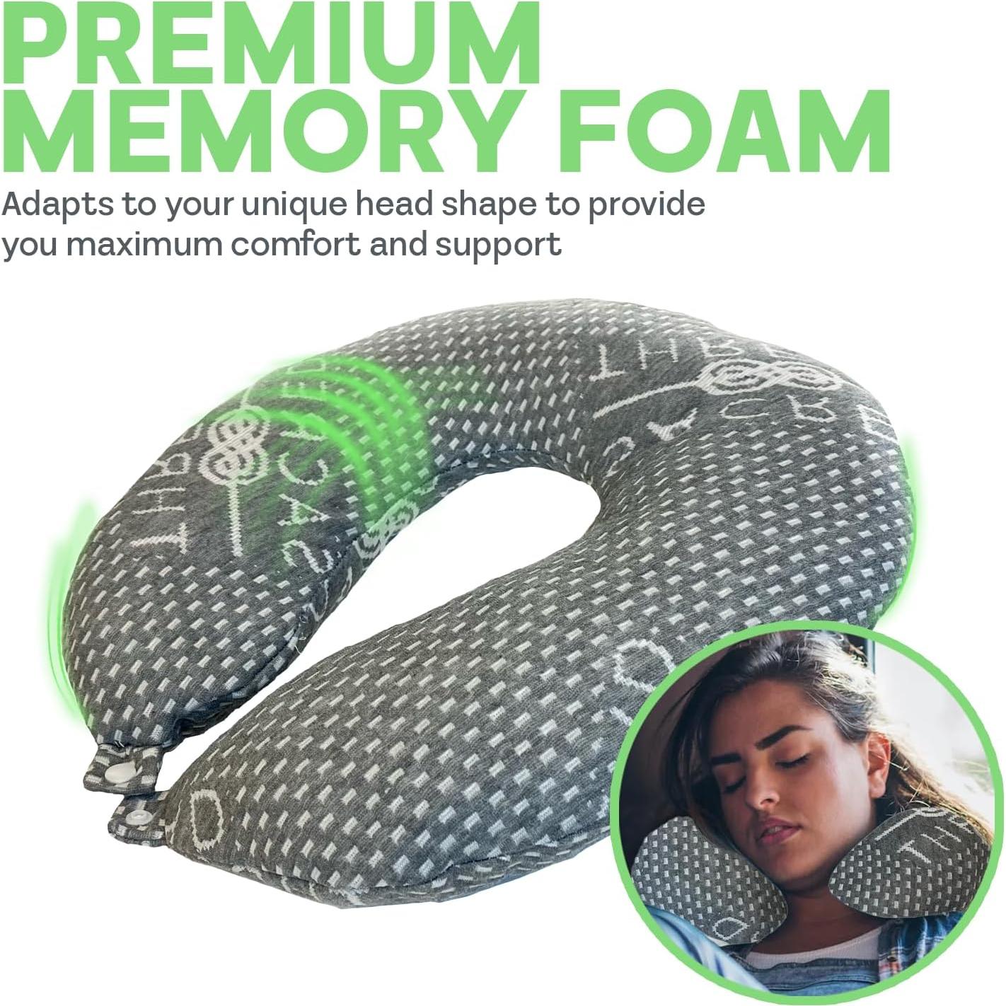 Almohada de viaje gris Sacred Thread con espuma viscoelástica