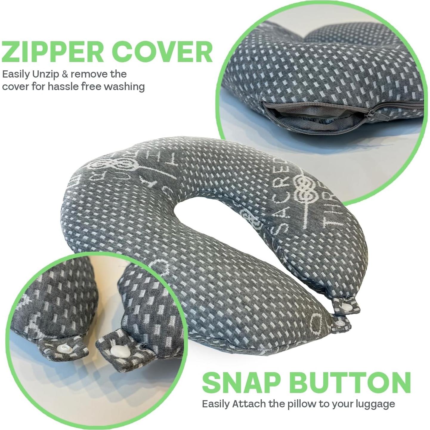 Almohada de viaje gris Sacred Thread con espuma viscoelástica